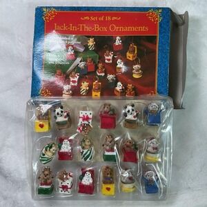 Vintage Miniature Jack-in-the-Box ornaments set of 18 GIFTCO New Open Box B